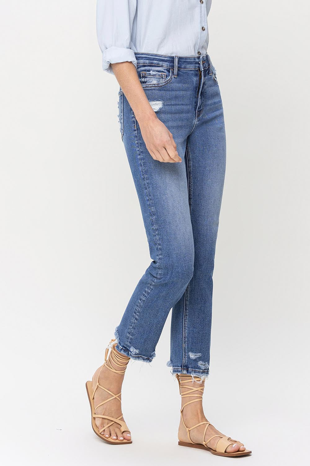 Lovervet High Rise Raw Hem Straight Jeans - AllIn Computer