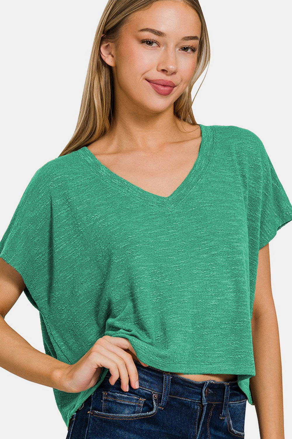Zenana V-Neck Short Sleeve T-Shirt - AllIn Computer