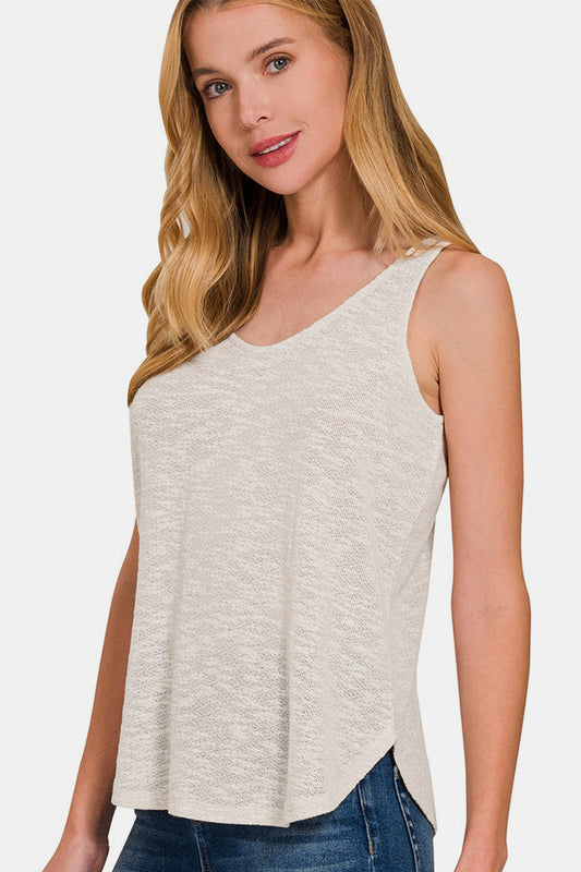 Zenana Curved Hem Round Neck Tank - AllIn Computer