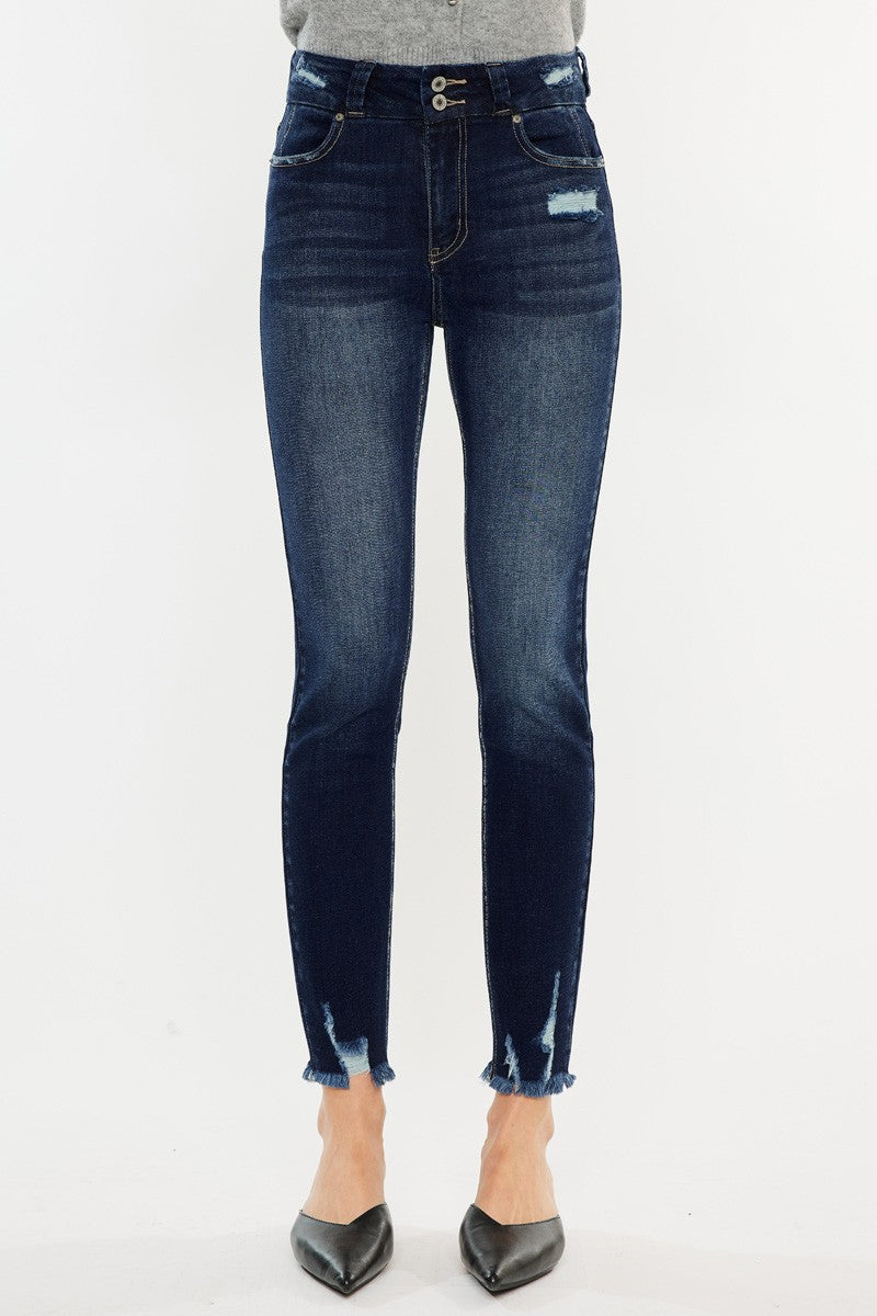 Kancan Full Size Cat's Whiskers Raw Hem High Waist Jeans - AllIn Computer