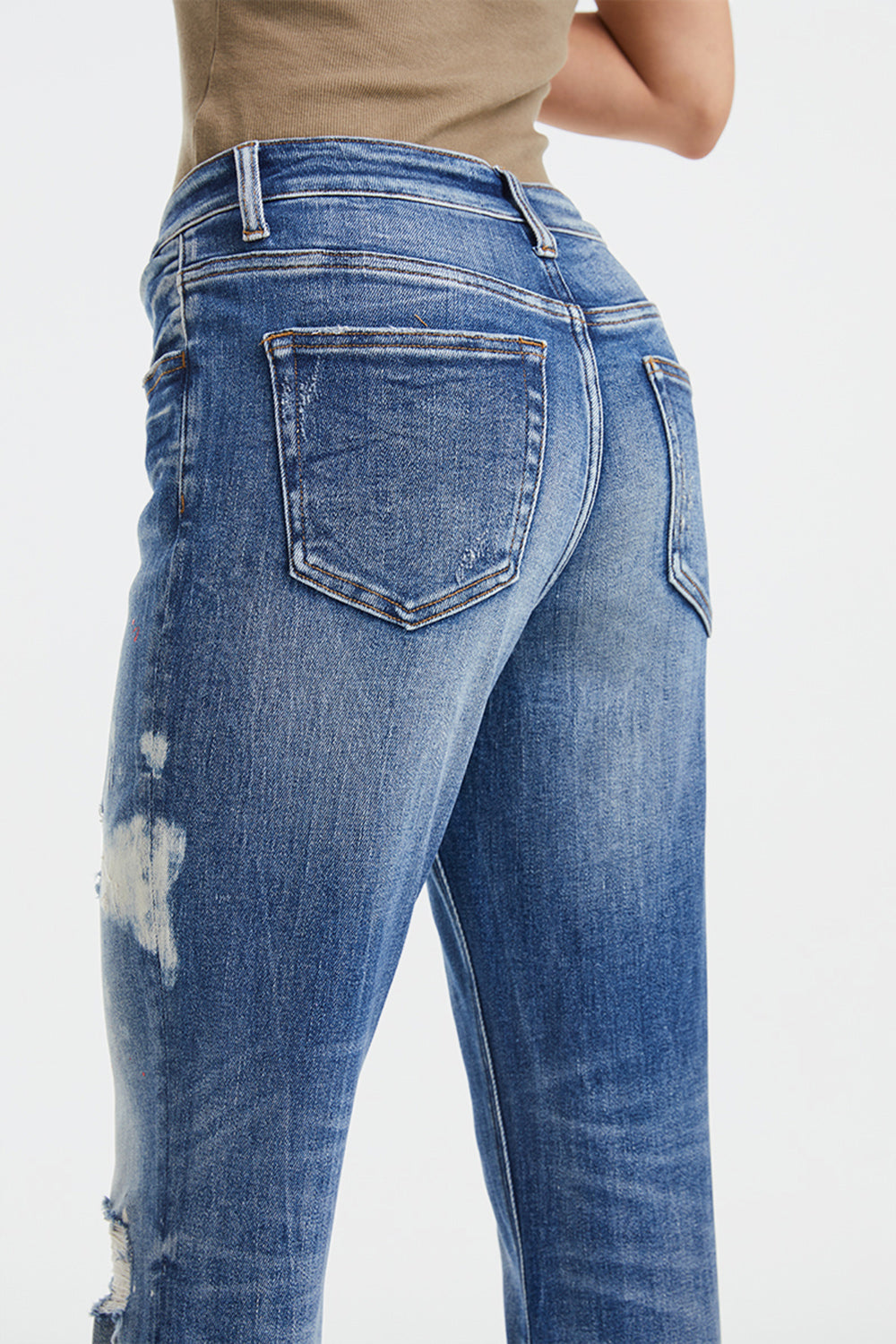 BAYEAS Full Size High Waist Distressed Paint Splatter Pattern Jeans - AllIn Computer