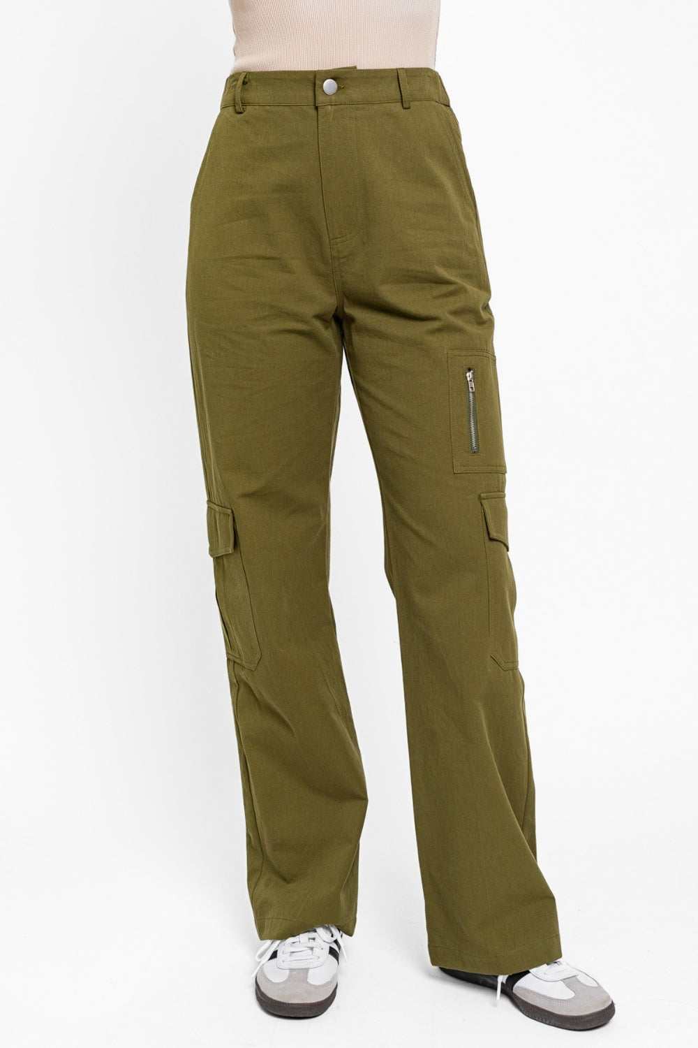 Tasha Apparel High Waist Wide Leg Cargo Pants with Pockets - AllIn Computer