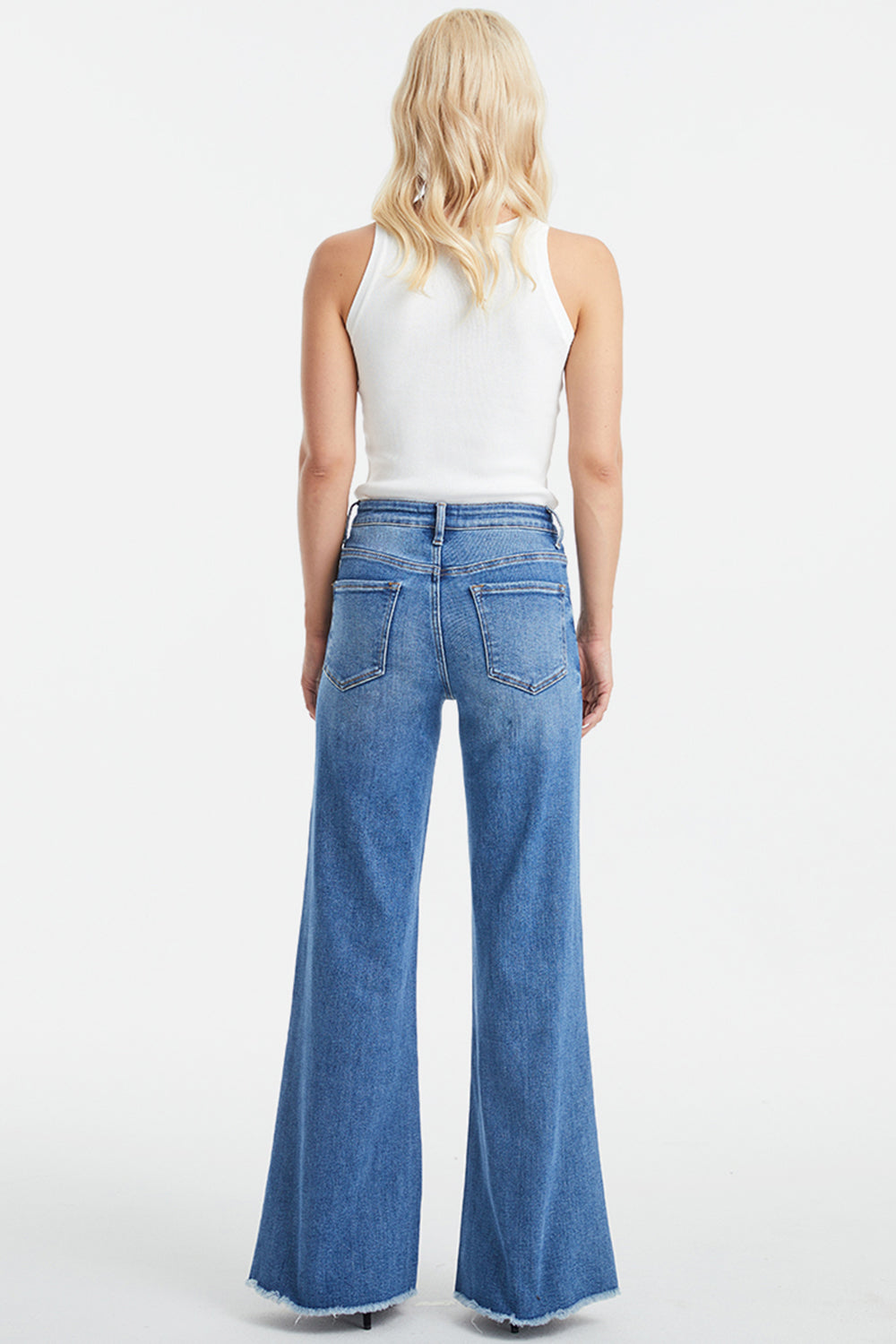BAYEAS Full Size High Waist Button-Fly Raw Hem Wide Leg Jeans - AllIn Computer