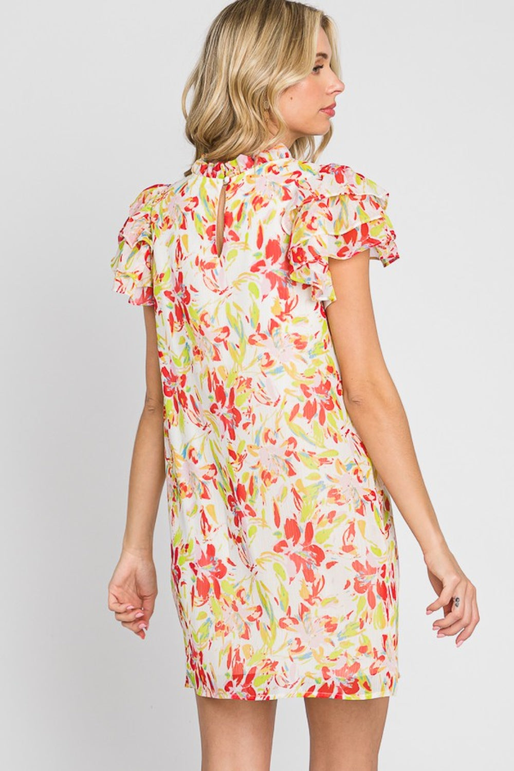 GeeGee Floral Short Sleeve Mini Dress - AllIn Computer