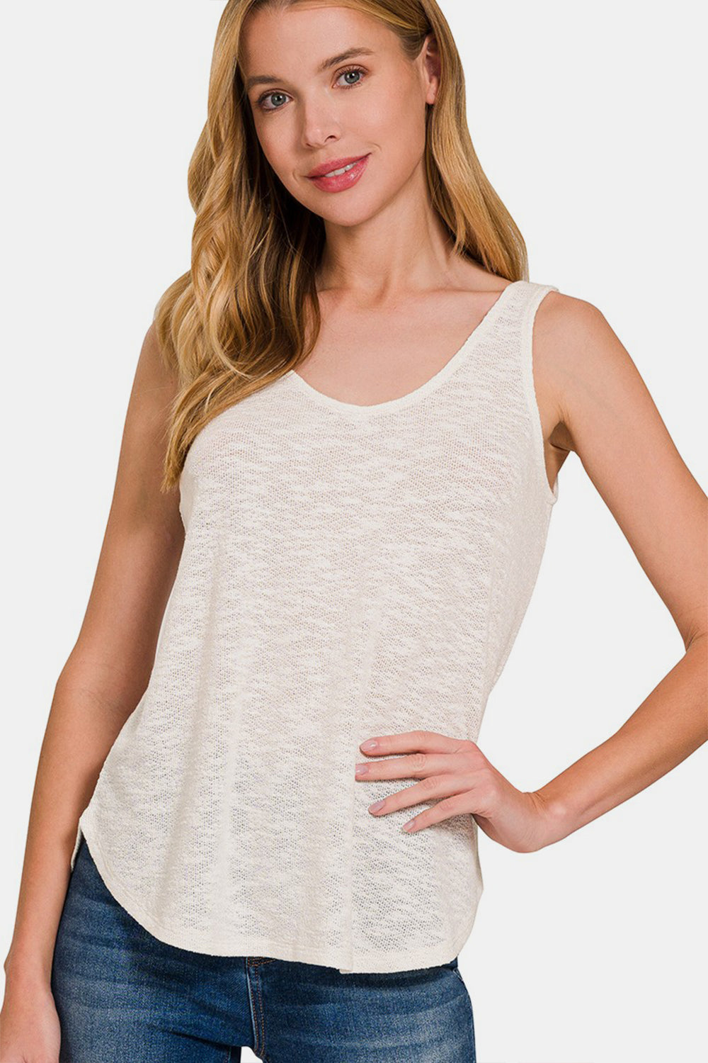 Zenana Curved Hem Round Neck Tank - AllIn Computer