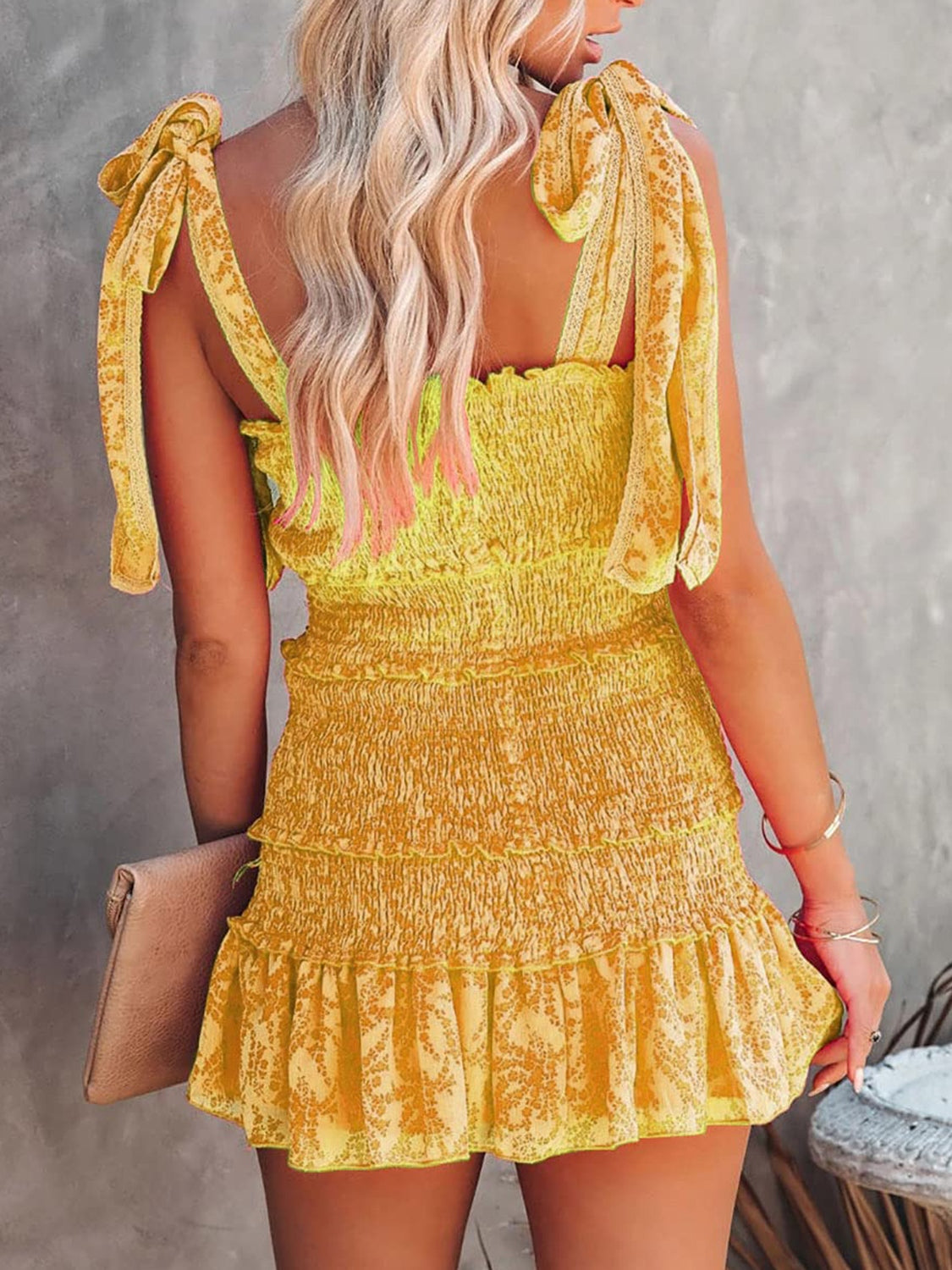 Smocked Wide Strap Mini Cami Dress - AllIn Computer