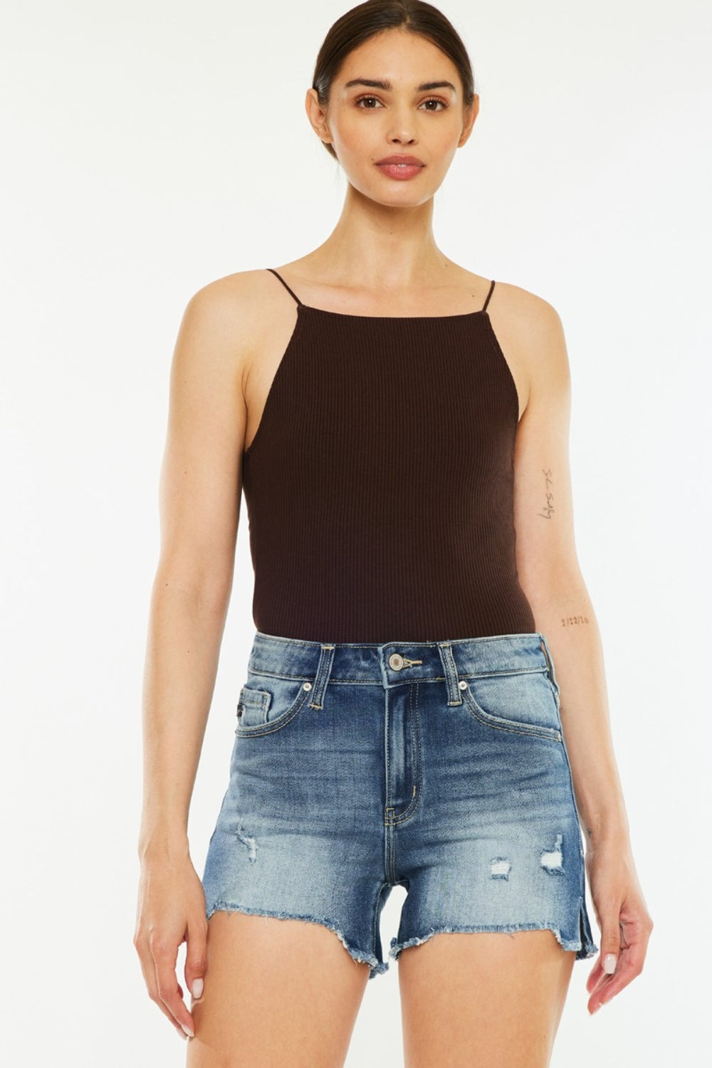 Kancan High Waist Raw Hem Denim Shorts - AllIn Computer