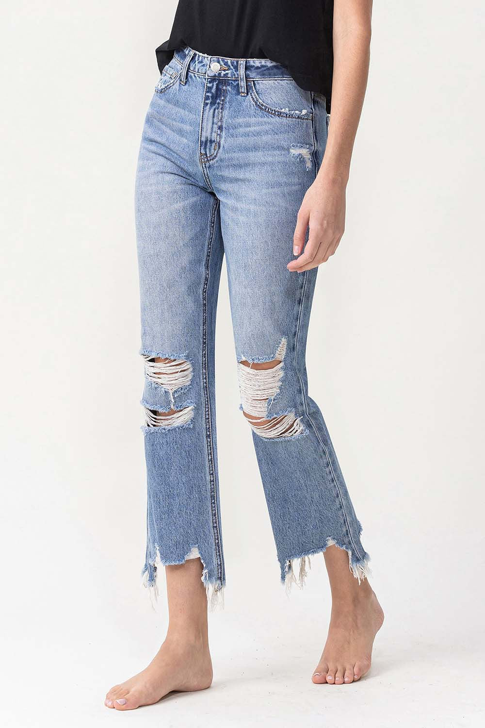 Lovervet High Rise Distressed Straight Jeans - AllIn Computer