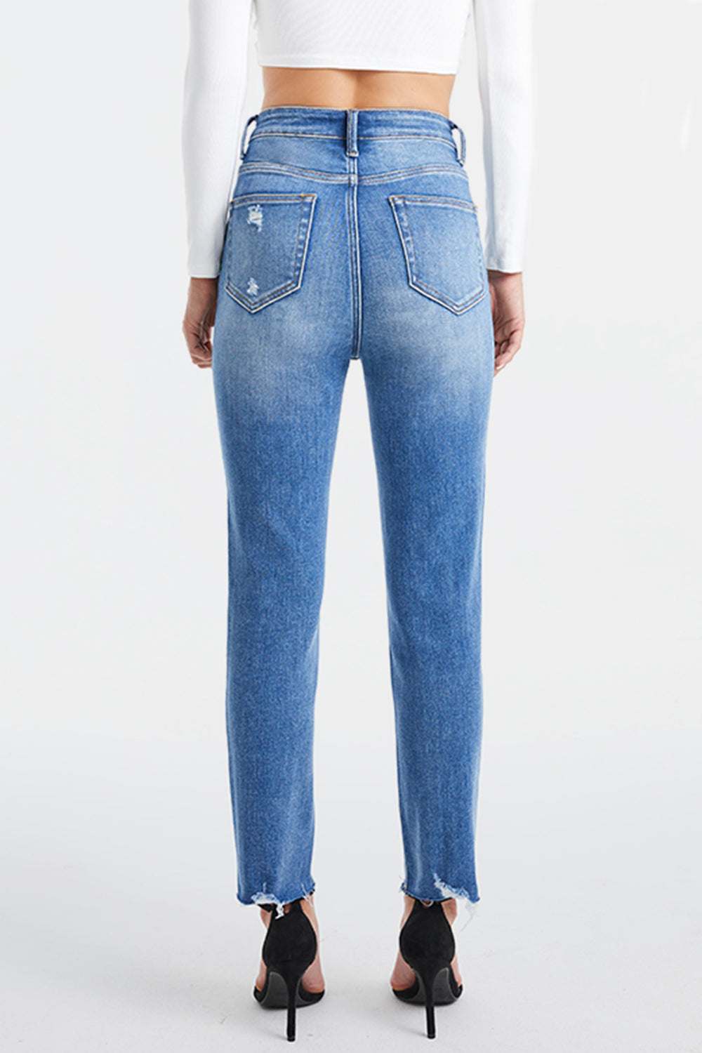 BAYEAS Full Size High Waist Distressed Raw Hew Skinny Jeans - AllIn Computer