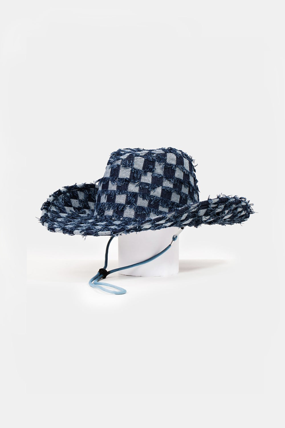 Fame Checkered Fringe Denim Cowboy Hat - AllIn Computer