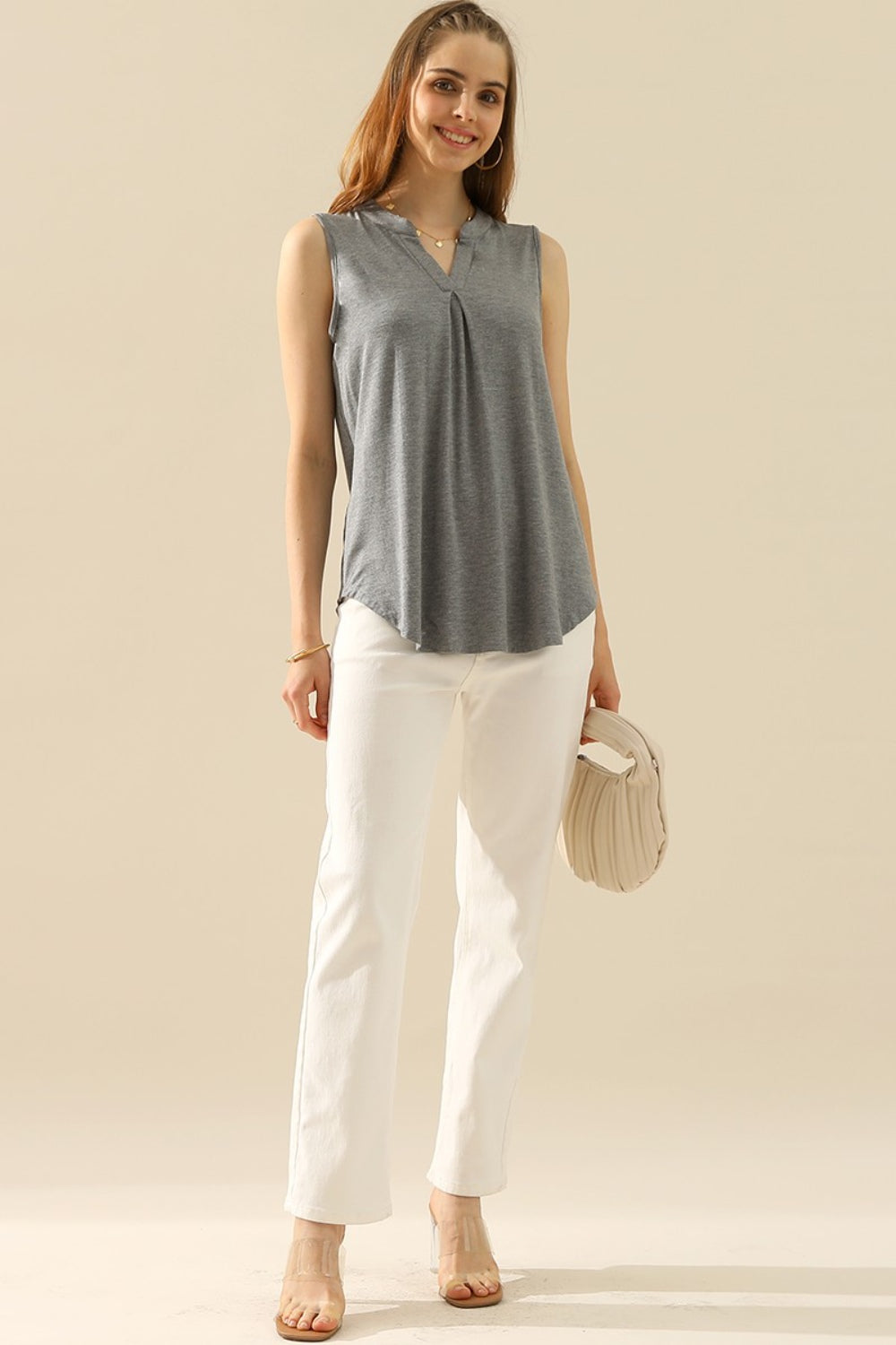 Ninexis Full Size Notched Sleeveless Top - AllIn Computer