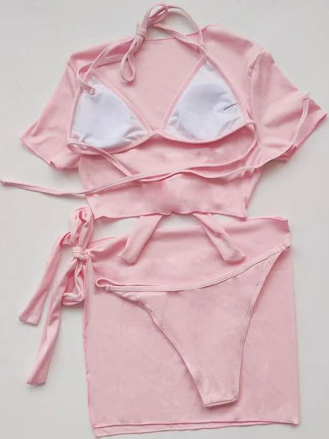 Halter Neck Bikini and Cover Up Four-Piece Swim Set - AllIn Computer