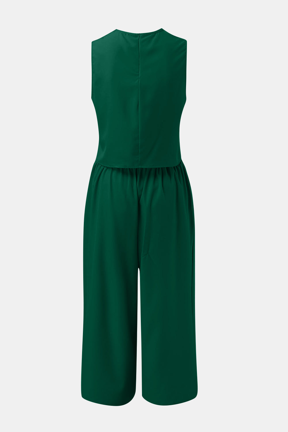 Round Neck Top and Wide Leg Pants Set - AllIn Computer