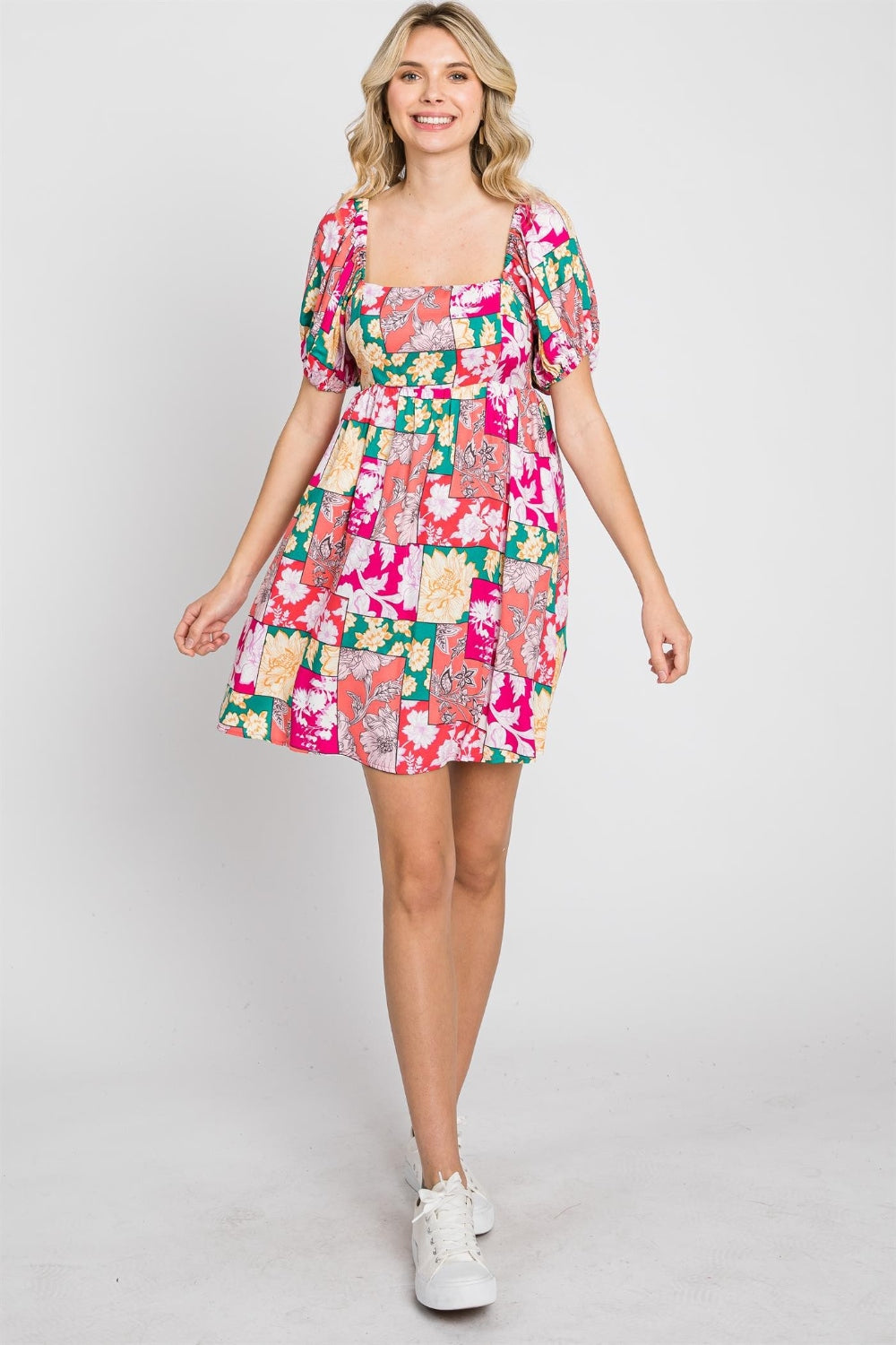 GeeGee Floral Ruff Sleeve Mini Dress - AllIn Computer