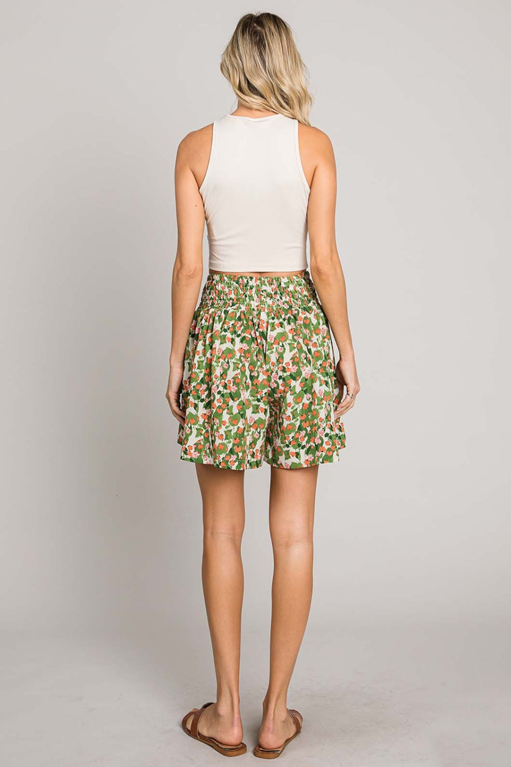Cotton Bleu by Nu Label Floral Printed Smocked Waist Skorts - AllIn Computer