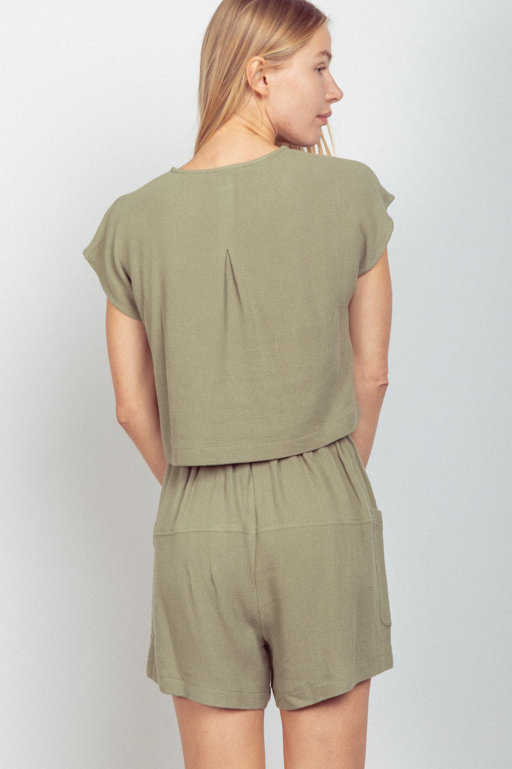 VERY J Woven Cropped Top & Waist Tie Shorts Set - AllIn Computer