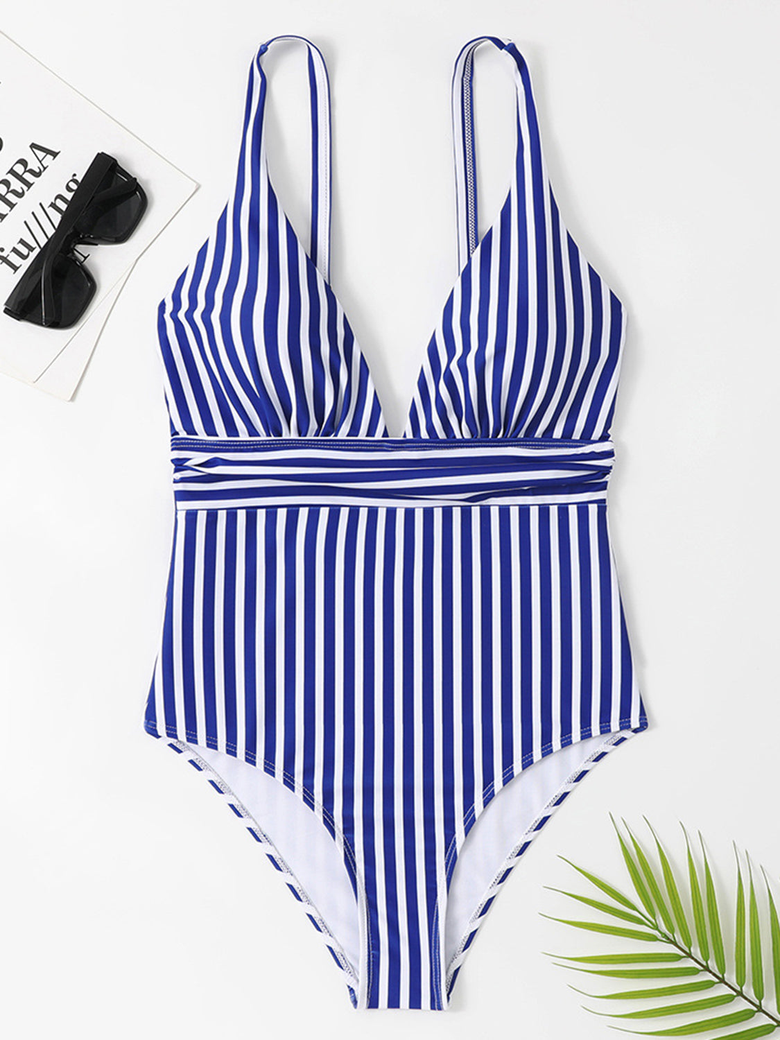 Striped Plunge Sleeveless One-Piece Swimwear - AllIn Computer