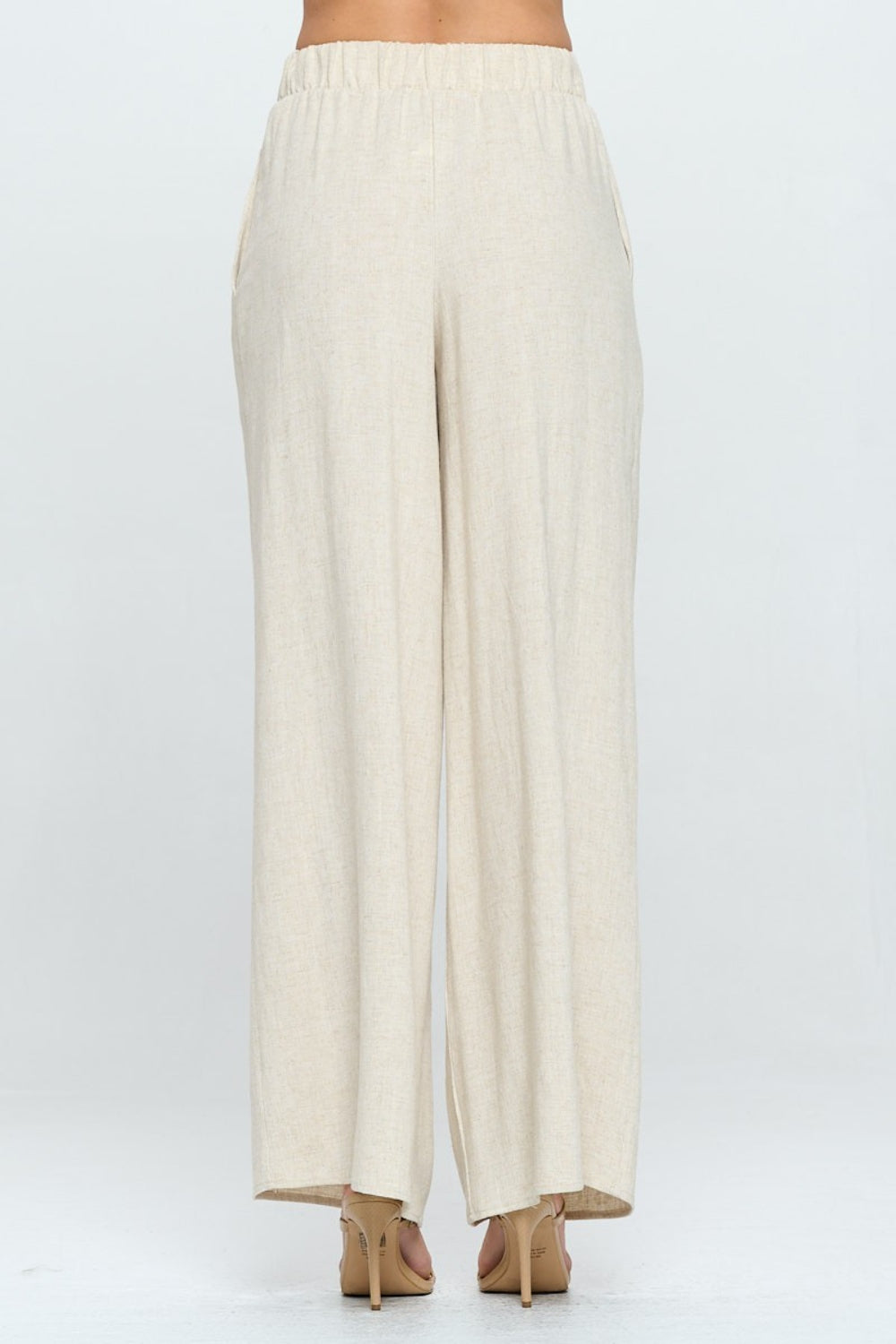 RENEE C Linen Wide Leg Pants with Pockets - AllIn Computer