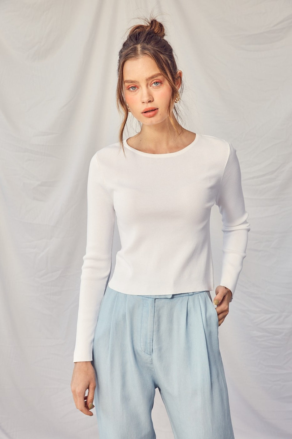 Idem Ditto Twisted Backless Long Sleeve Knit Top - AllIn Computer