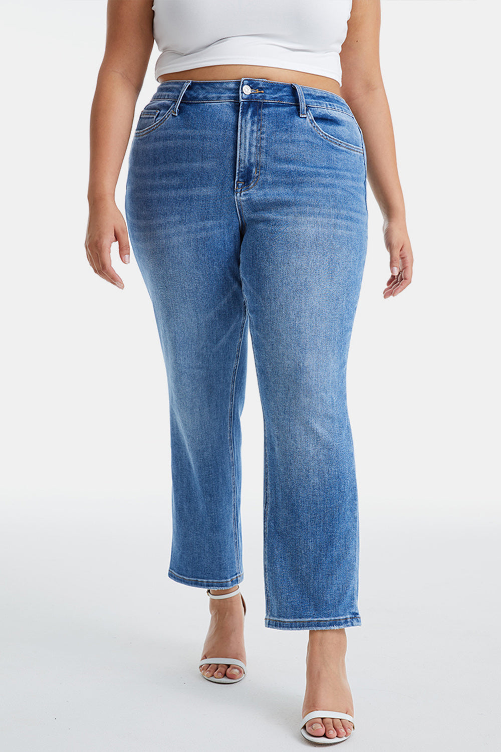 BAYEAS Full Size High Waist Raw Hem Straight Jeans - AllIn Computer