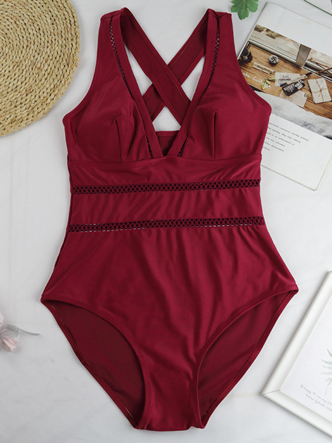 Crisscross Plunge Wide Strap One-Piece Swimwear - AllIn Computer