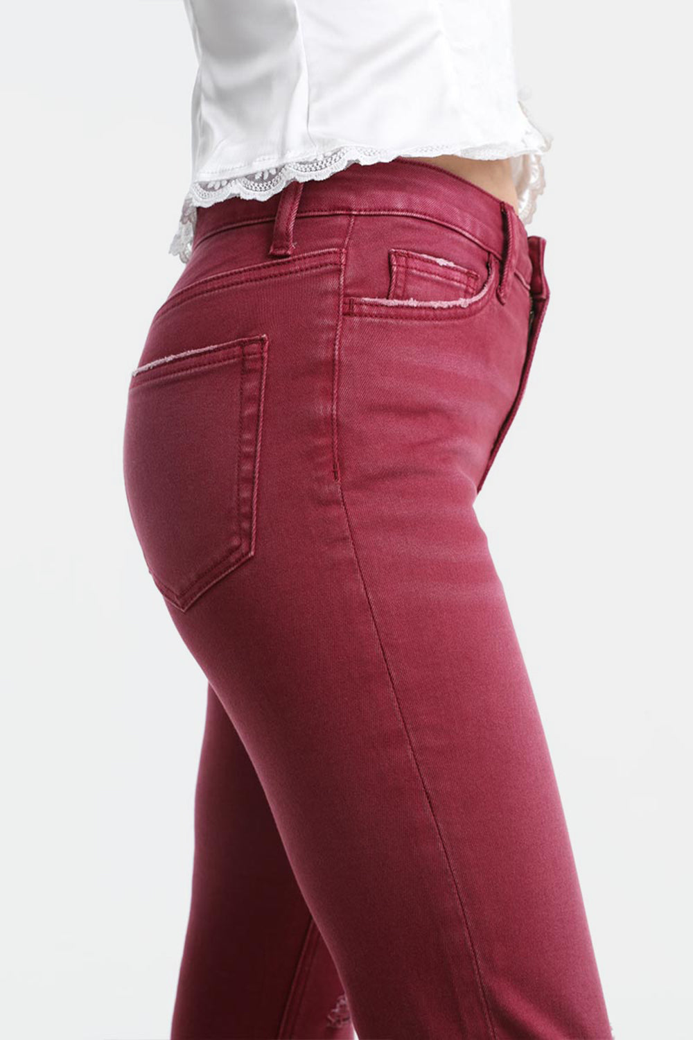 BAYEAS Full Size High Waist Distressed Raw Hem Flare Jeans - AllIn Computer