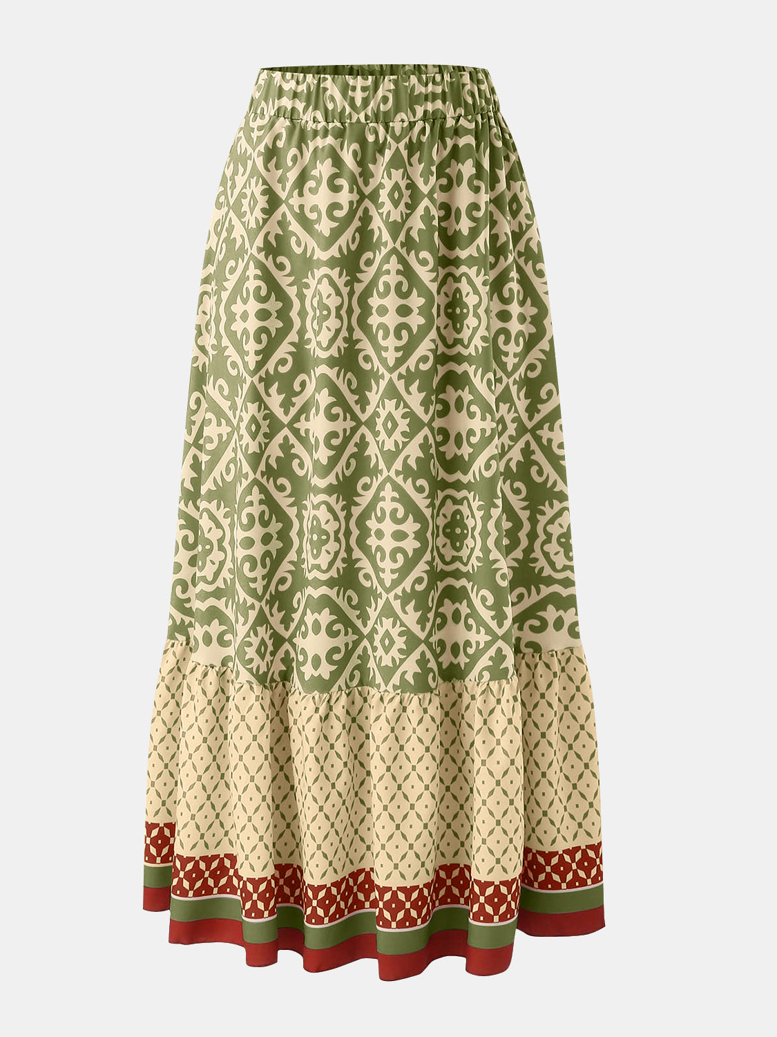 Geometric Elastic Waist Maxi Skirt - AllIn Computer