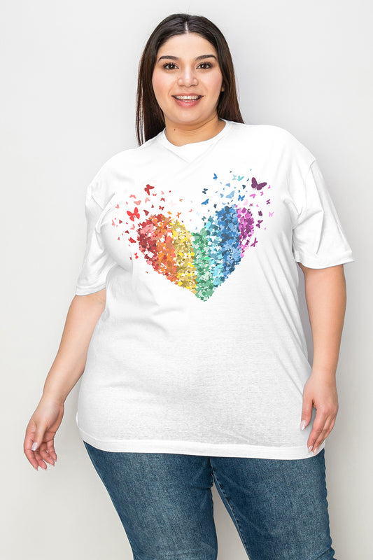 Simply Love Full Size Rainbow Heart Graphic T-Shirt - AllIn Computer