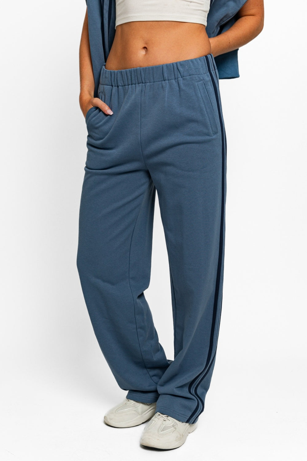 Tasha Apparel High Waist Side Stripes Straight Track Sweatpants - AllIn Computer