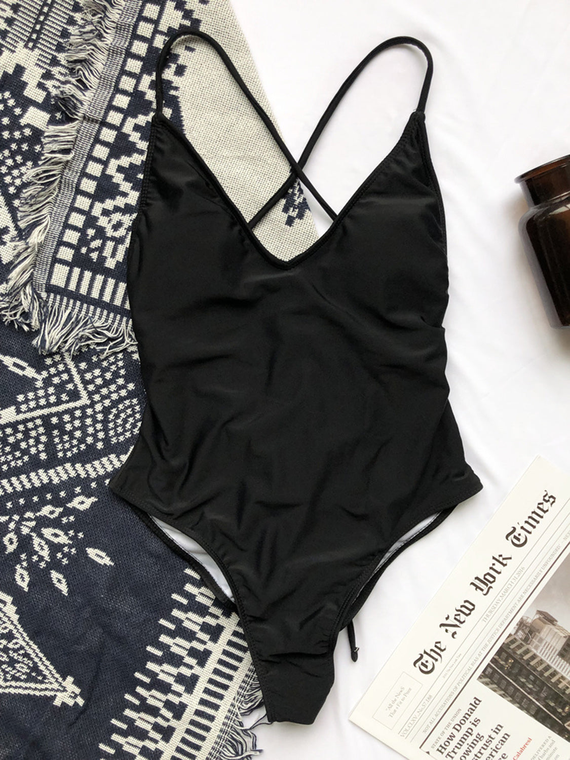 Crisscross Spaghetti Strap One-Piece Swimwear - AllIn Computer