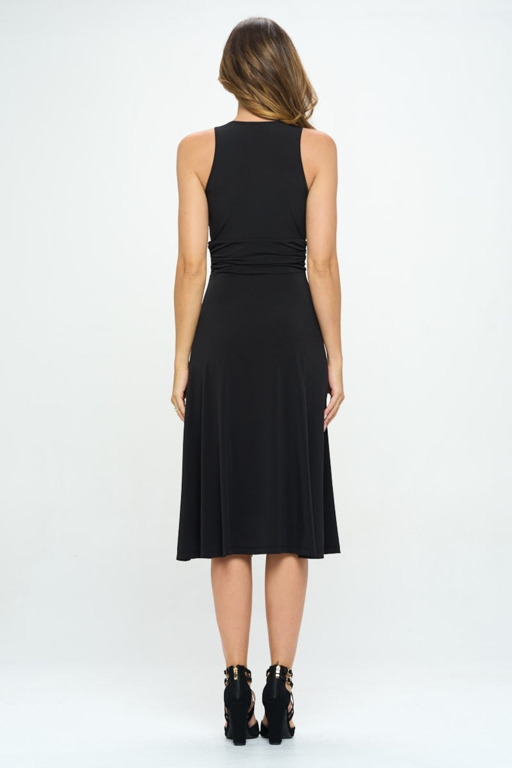 RENEE C Ruched Waist Sleeveless Slit Dress - AllIn Computer
