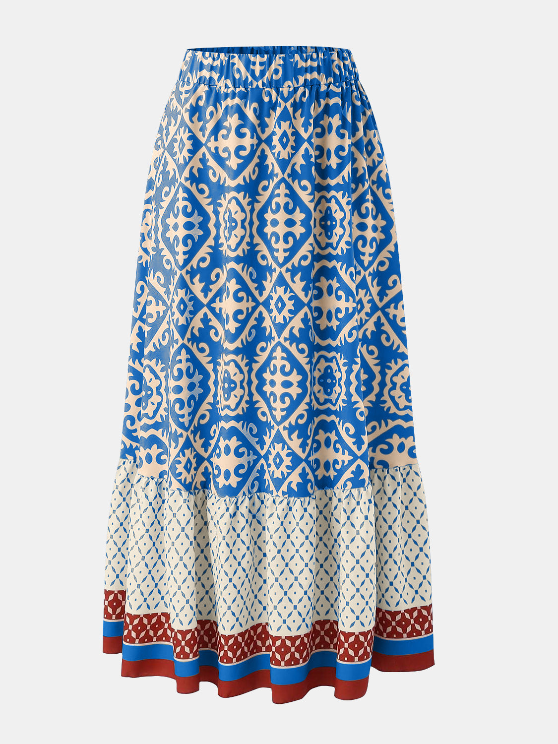 Geometric Elastic Waist Maxi Skirt - AllIn Computer