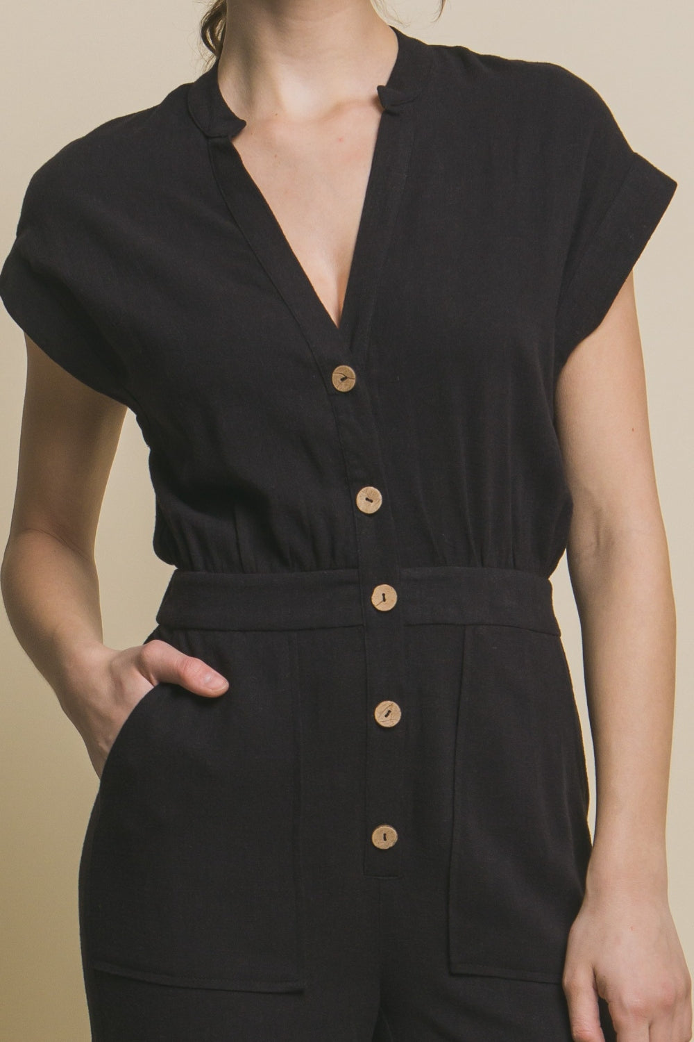 Love Tree Button Up Front Pocket Jumpsuit - AllIn Computer