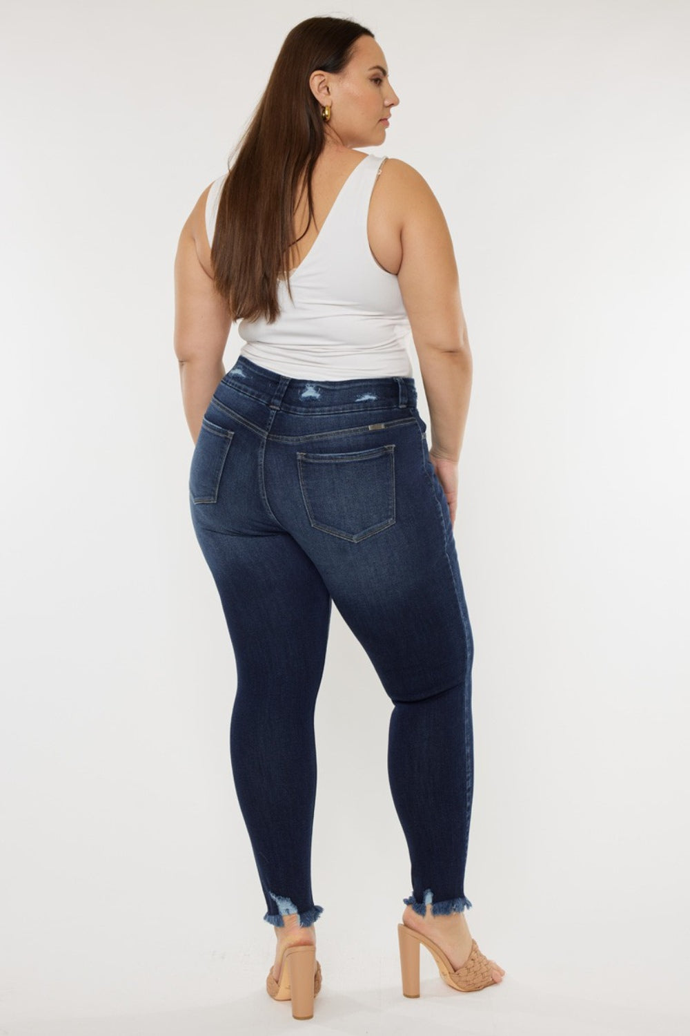 Kancan Full Size Cat's Whiskers Raw Hem High Waist Jeans - AllIn Computer