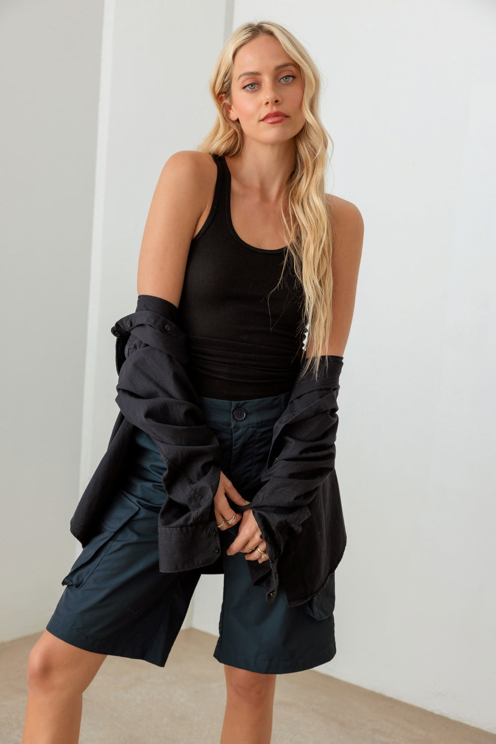 Tasha Apparel Navy Cargo Bermuda Shorts - AllIn Computer