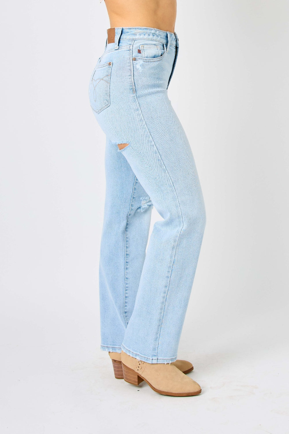 Judy Blue Full Size High Waist Distressed Straight Jeans - AllIn Computer