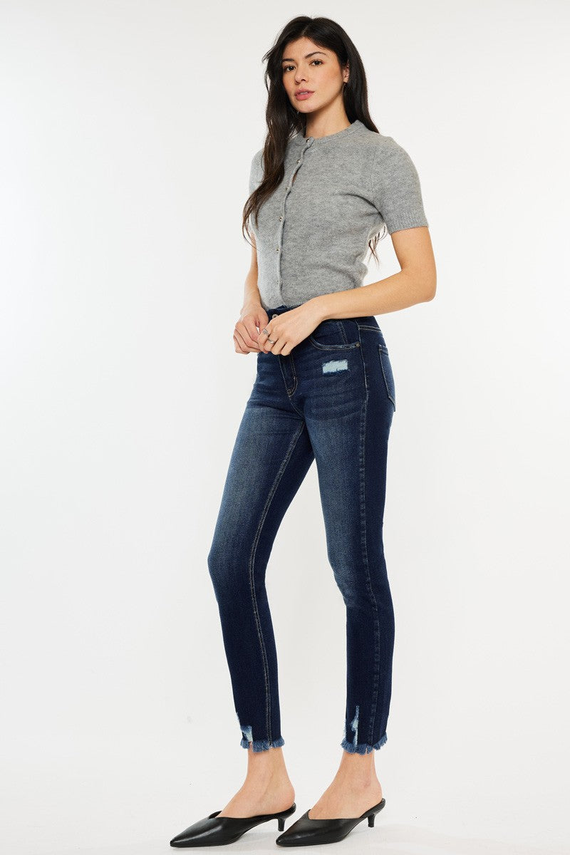 Kancan Full Size Cat's Whiskers Raw Hem High Waist Jeans - AllIn Computer