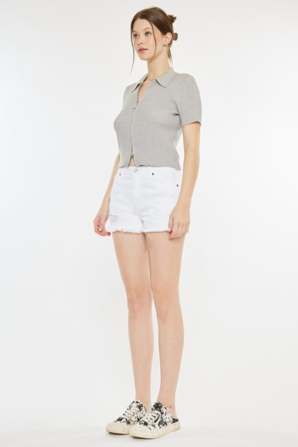 Kancan Raw Hem Distressed Denim Shorts - AllIn Computer