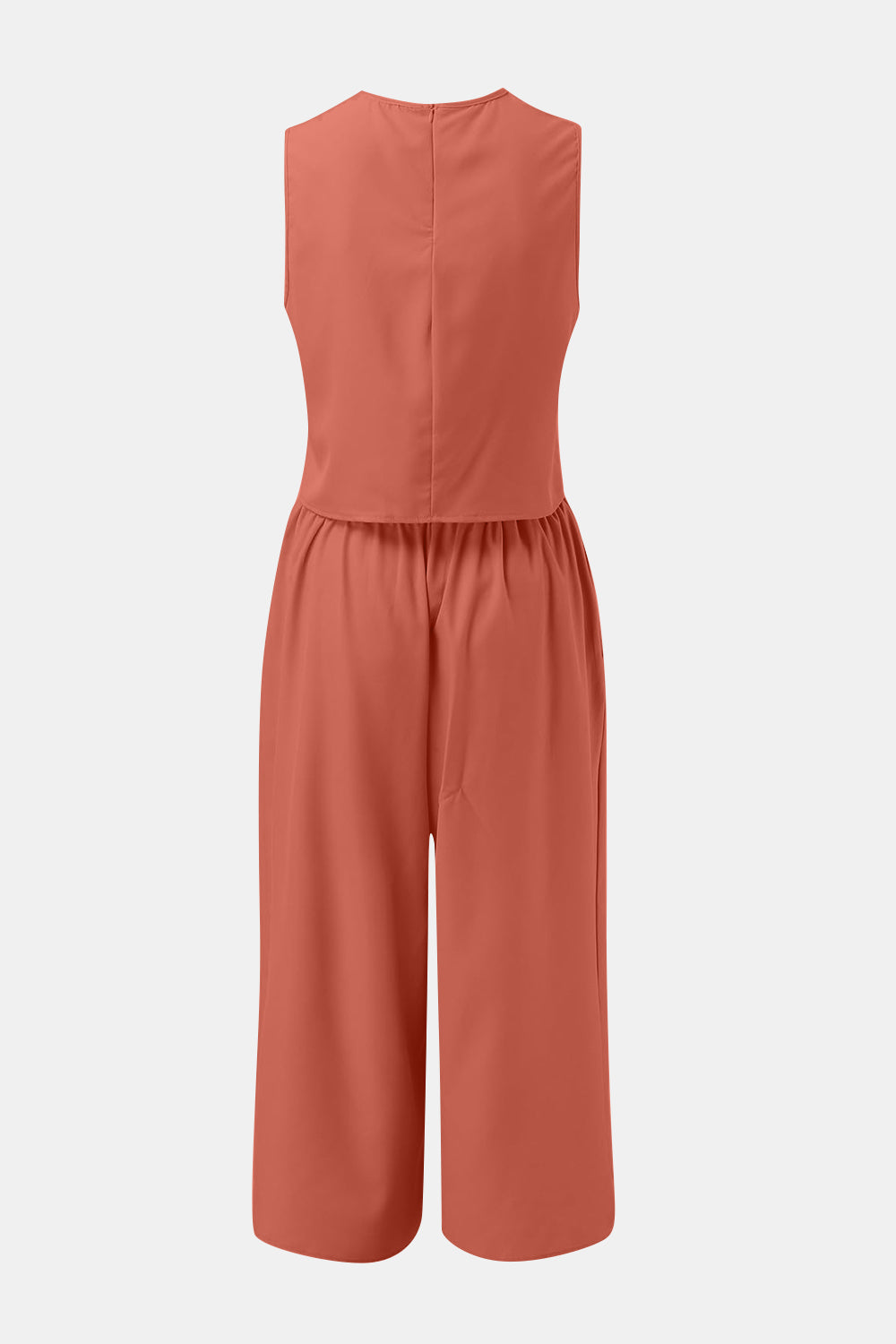 Round Neck Top and Wide Leg Pants Set - AllIn Computer