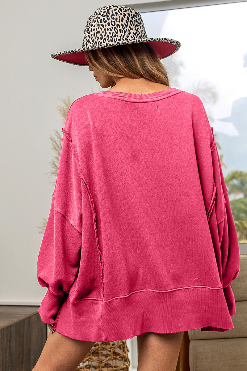 BiBi Washed French Terry Slit Sweatshirt - AllIn Computer