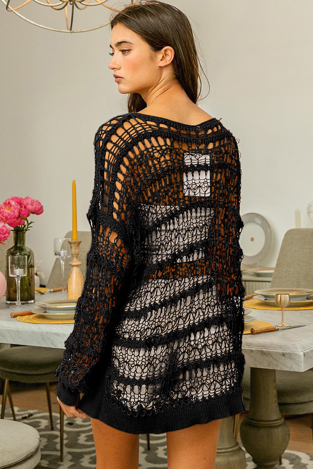 BiBi Long Sleeve Knit Cover Up - AllIn Computer