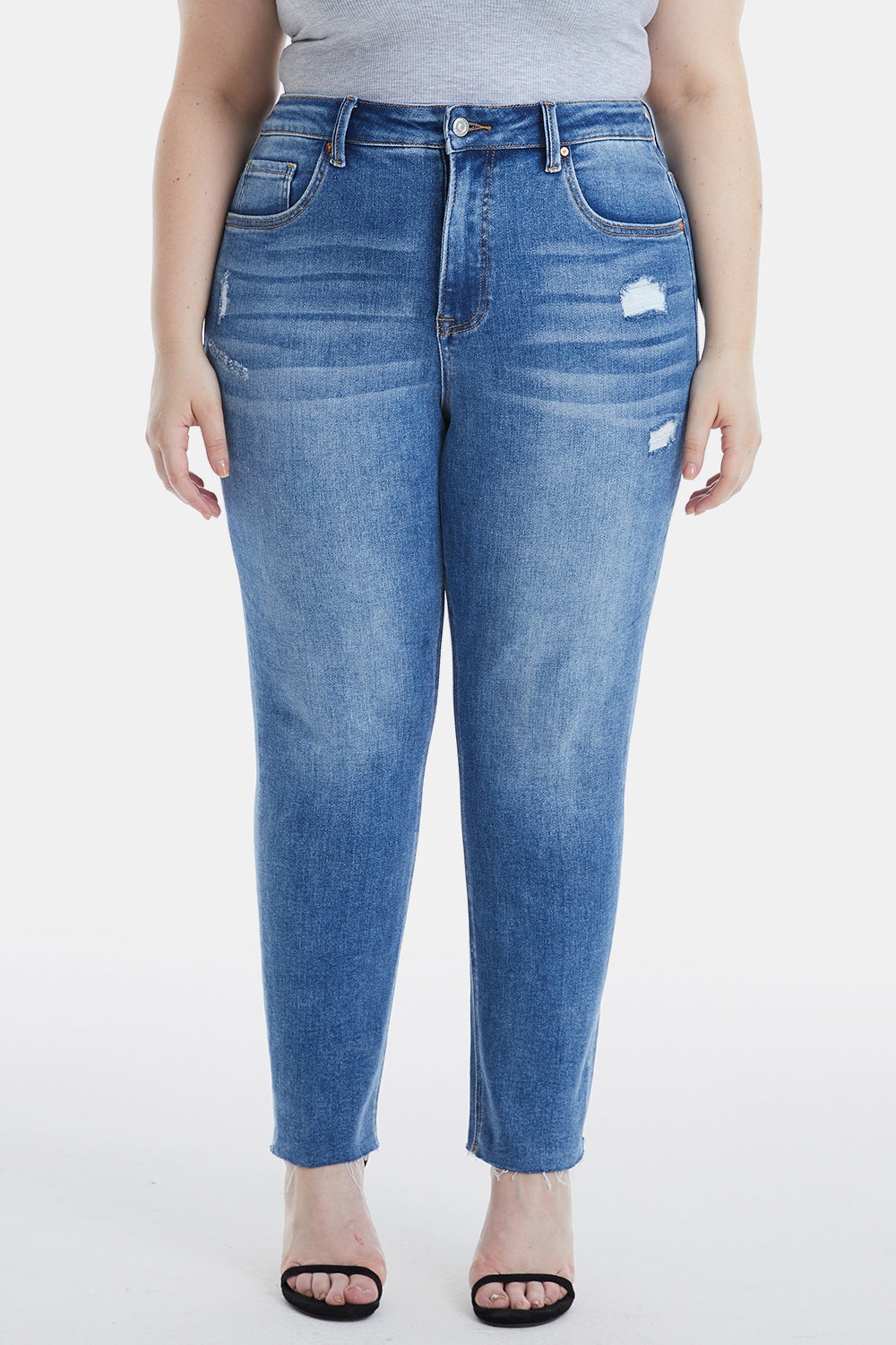 BAYEAS Full Size High Waist Distressed Raw Hew Skinny Jeans - AllIn Computer