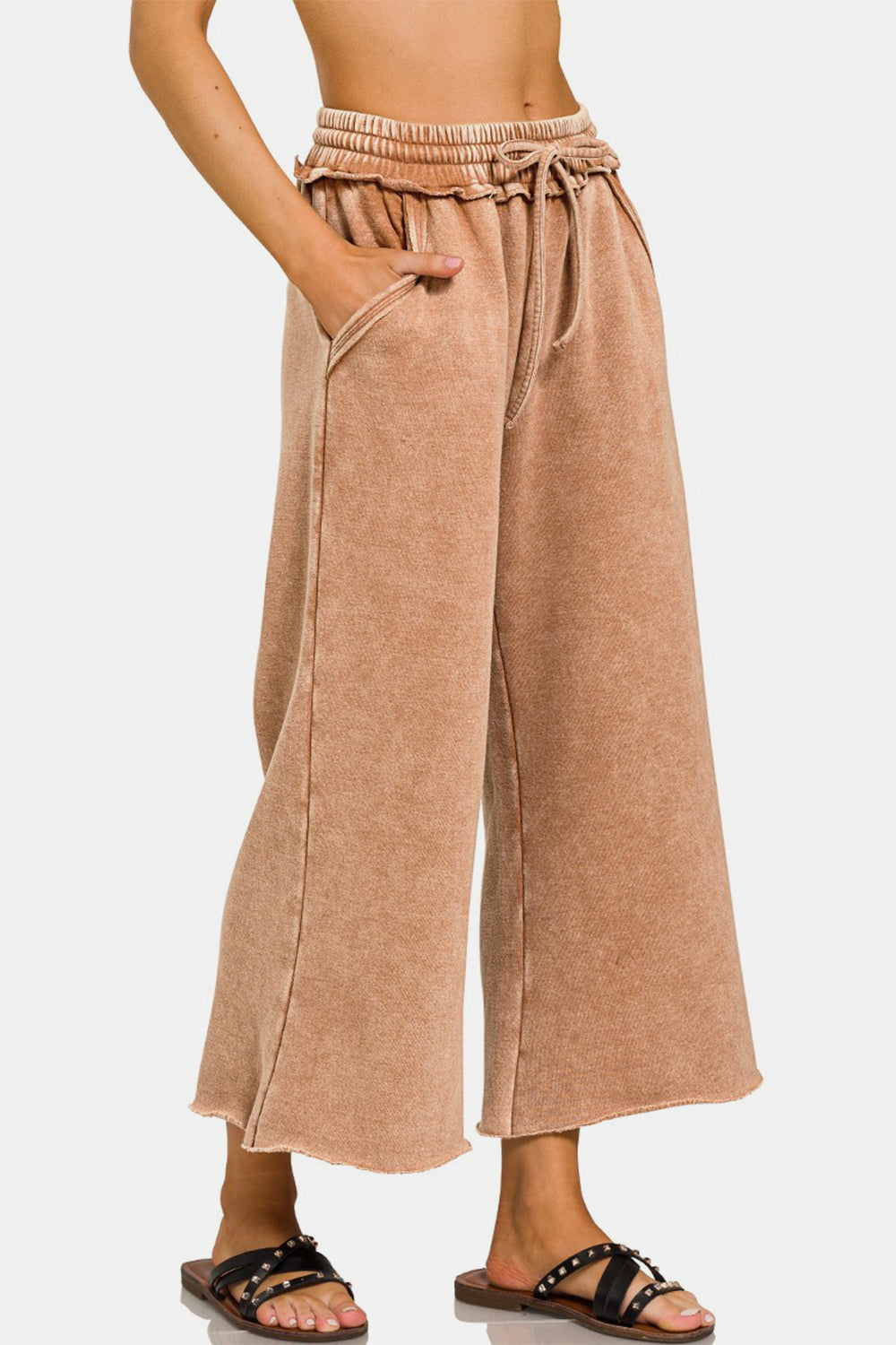 Zenana Acid Wash Fleece Wide Leg Pants - AllIn Computer