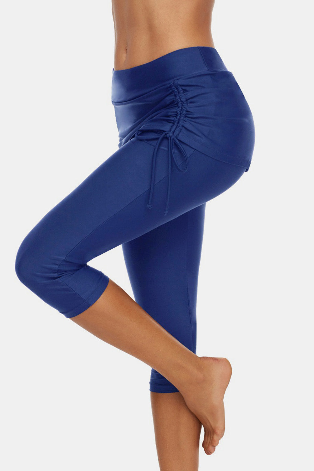 Drawstring Mid-Rise Waist Swim Capris - AllIn Computer