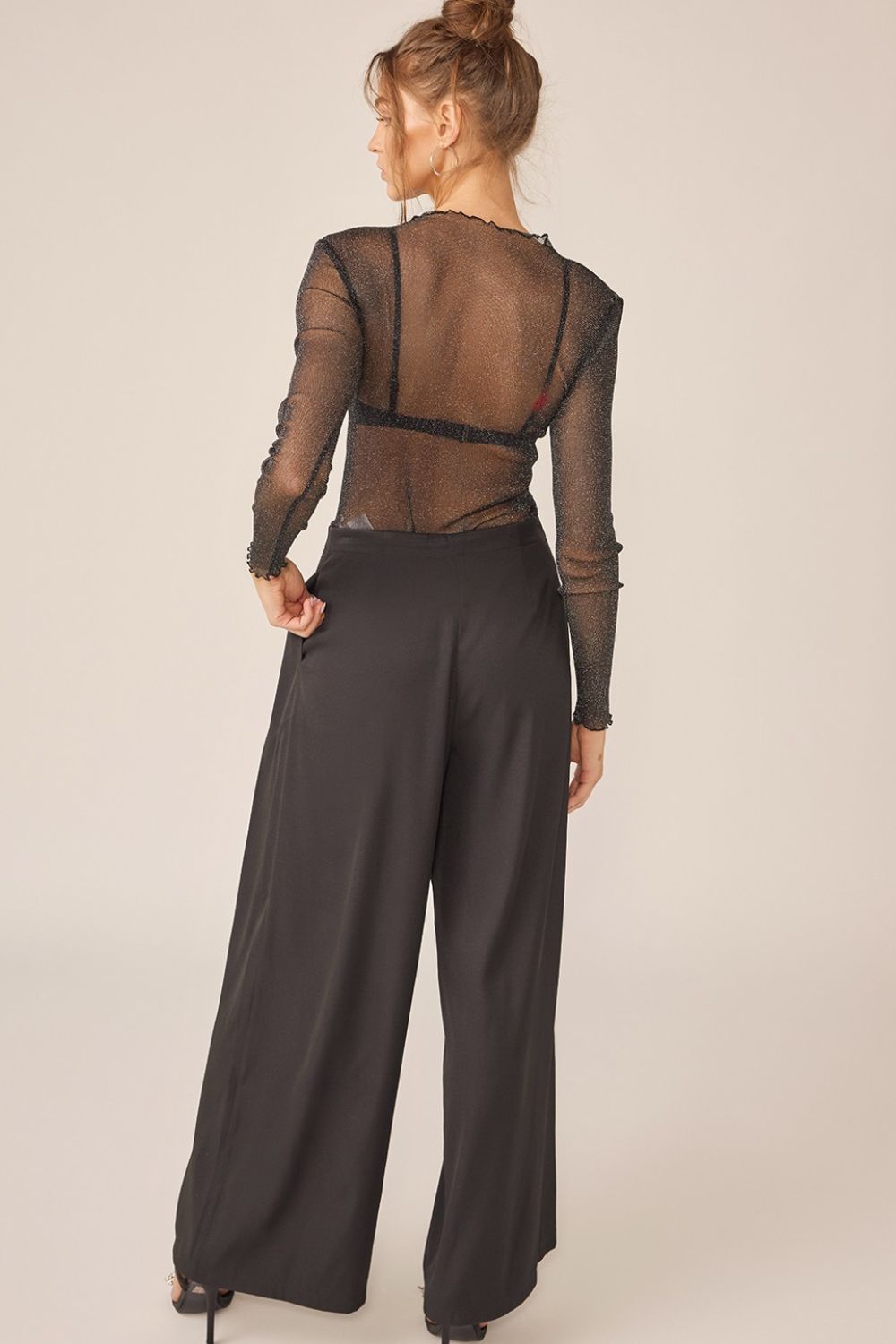 Idem Ditto Sparkling Glitter Long Sleeve Sheer Top - AllIn Computer