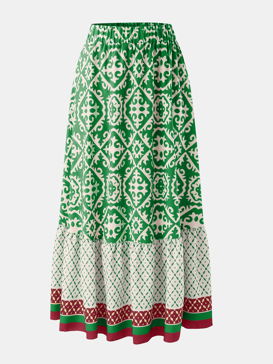 Geometric Elastic Waist Maxi Skirt - AllIn Computer