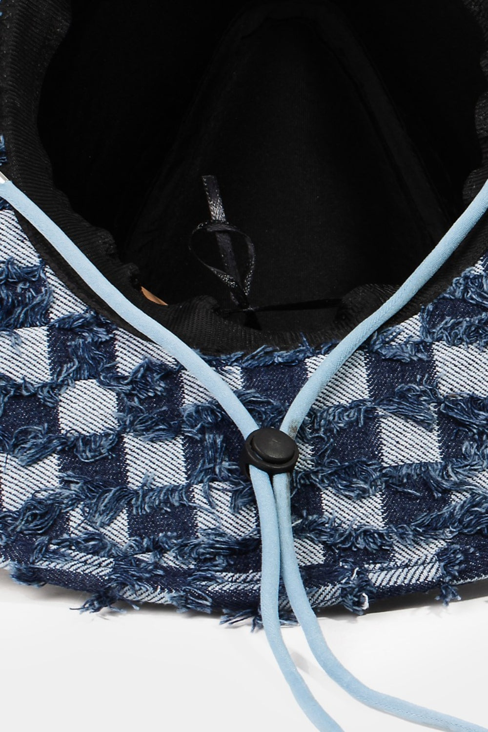 Fame Checkered Fringe Denim Cowboy Hat - AllIn Computer