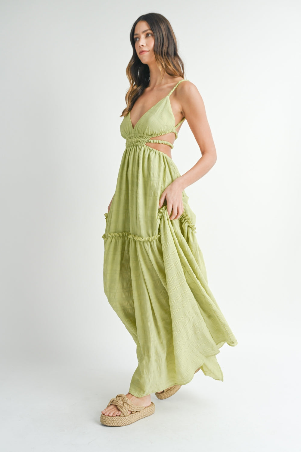 MABLE Cutout Waist Backless Maxi Dress - AllIn Computer