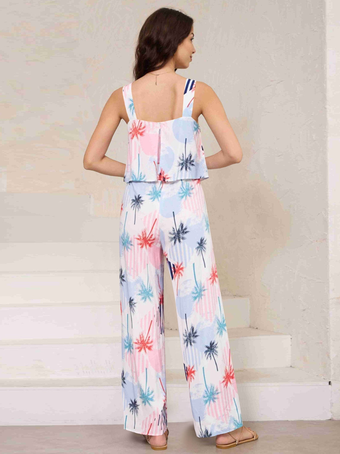 Printed Wide Strap Top and Pants Set - AllIn Computer
