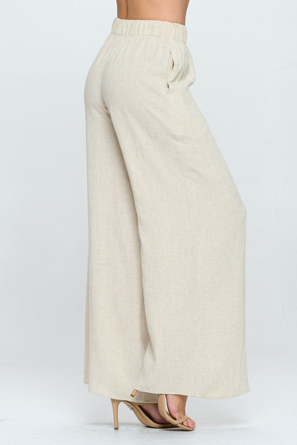 RENEE C Linen Wide Leg Pants with Pockets - AllIn Computer
